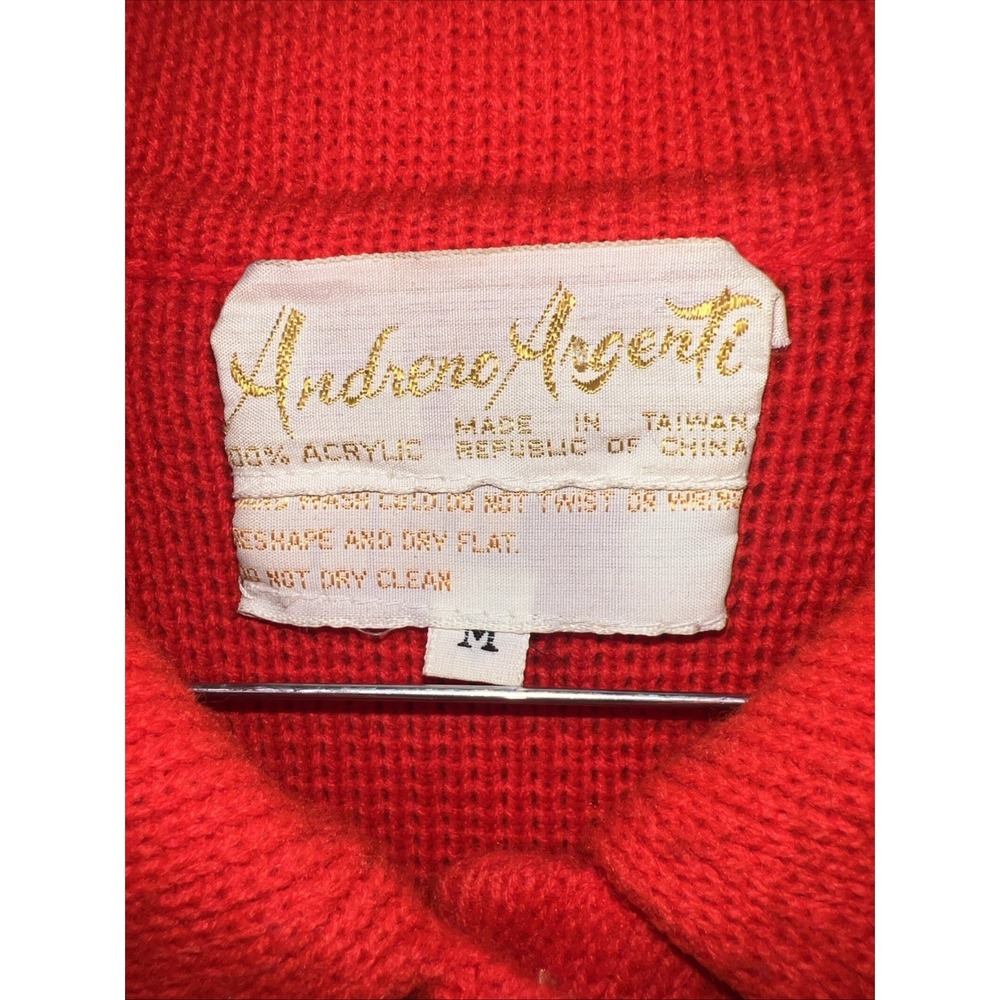 Vintage Andremo Argenti Orange Golf Embroidered Cardigan Sweater Gold Buttons M - Picture 2 of 15